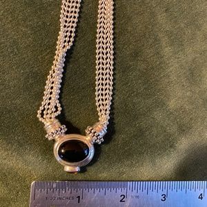 Sterling silver onyx and topaz necklace